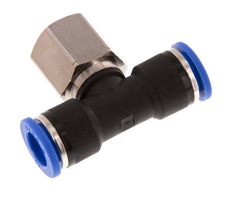 10mm x G3/8'' inline T-stuk Messing/PA 66 Insteekfitting Binnendraad Draaibaar NBR