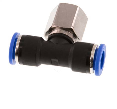 10mm x G3/8'' inline T-stuk Messing/PA 66 Insteekfitting Binnendraad Draaibaar NBR