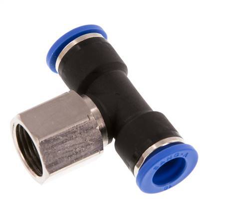 10mm x G3/8'' inline T-stuk Messing/PA 66 Insteekfitting Binnendraad Draaibaar NBR