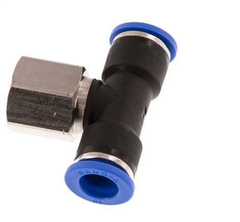 10mm x G3/8'' inline T-stuk Messing/PA 66 Insteekfitting Binnendraad Draaibaar NBR