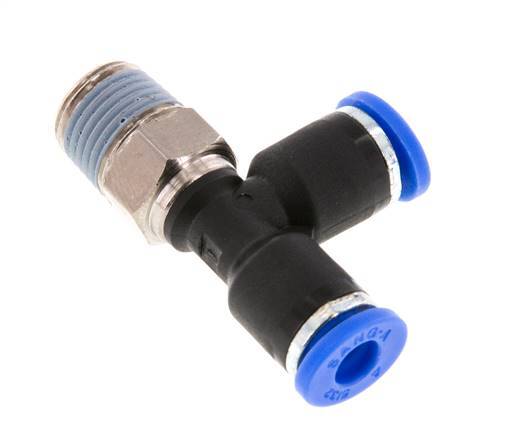 4mm x R1/8'' Right Angle Tee Push-in Fitting with Male Threads Brass/PA 66 NBR Rotatable [2 Pieces]