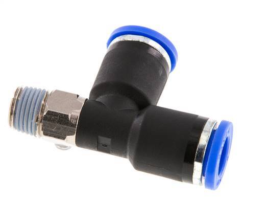 8mm x R1/8'' Right Angle Tee Push-in Fitting with Male Threads Brass/PA 66 NBR Rotatable [2 Pieces]