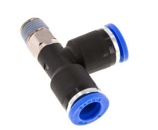 8mm x R1/8'' rechte hoek T-stuk Messing/PA 66 Insteekfitting Buitendraad Draaibaar NBR [2 Stuks]