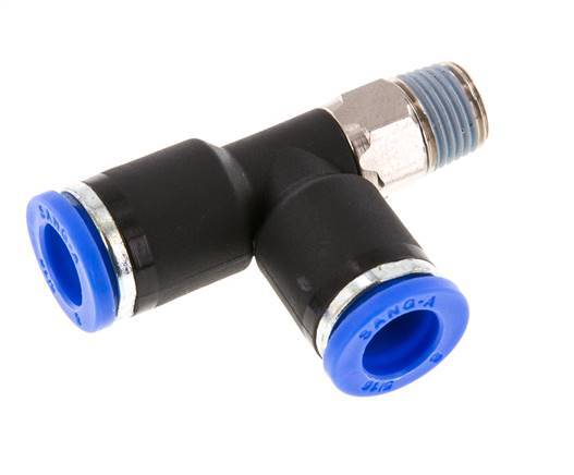 8mm x R1/8'' rechte hoek T-stuk Messing/PA 66 Insteekfitting Buitendraad Draaibaar NBR [2 Stuks]