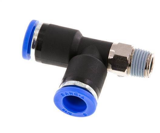 8mm x R1/8'' rechte hoek T-stuk Messing/PA 66 Insteekfitting Buitendraad Draaibaar NBR [2 Stuks]