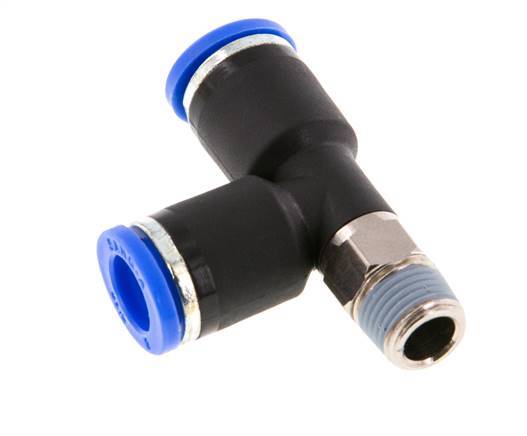 8mm x R1/8'' rechte hoek T-stuk Messing/PA 66 Insteekfitting Buitendraad Draaibaar NBR [2 Stuks]