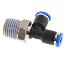 4mm x R1/4'' rechte hoek T-stuk Messing/PA 66 Insteekfitting Buitendraad Draaibaar NBR [2 Stuks]