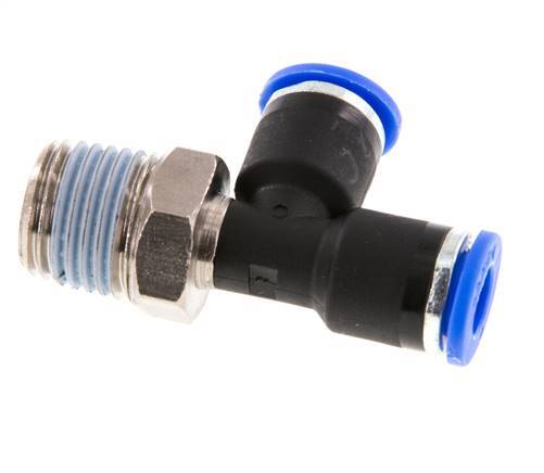 6mm x R1/4'' Right Angle Tee Push-in Fitting with Male Threads Brass/PA 66 NBR Rotatable [2 Pieces]