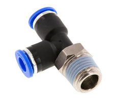 6mm x R1/4'' rechte hoek T-stuk Messing/PA 66 Insteekfitting Buitendraad Draaibaar NBR [2 Stuks]
