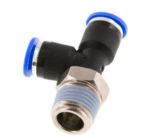 6mm x R1/4'' rechte hoek T-stuk Messing/PA 66 Insteekfitting Buitendraad Draaibaar NBR [2 Stuks]