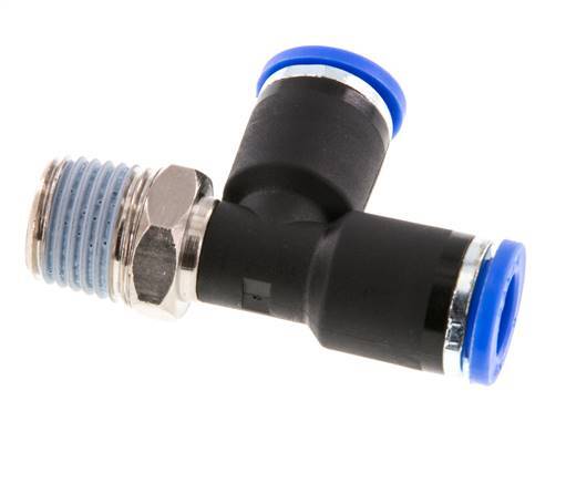 8mm x R1/4'' Right Angle Tee Push-in Fitting with Male Threads Brass/PA 66 NBR Rotatable [2 Pieces]