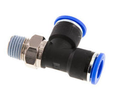 10mm x R1/4'' rechte hoek T-stuk Messing/PA 66 Insteekfitting Buitendraad Draaibaar NBR
