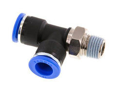 10mm x R1/4'' rechte hoek T-stuk Messing/PA 66 Insteekfitting Buitendraad Draaibaar NBR