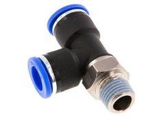 10mm x R1/4'' rechte hoek T-stuk Messing/PA 66 Insteekfitting Buitendraad Draaibaar NBR