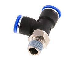 10mm x R1/4'' rechte hoek T-stuk Messing/PA 66 Insteekfitting Buitendraad Draaibaar NBR