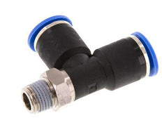 12mm x R1/4'' rechte hoek T-stuk Messing/PA 66 Insteekfitting Buitendraad Draaibaar NBR