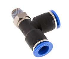 12mm x R1/4'' rechte hoek T-stuk Messing/PA 66 Insteekfitting Buitendraad Draaibaar NBR