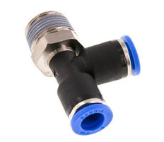 8mm x R3/8'' rechte hoek T-stuk Messing/PA 66 Insteekfitting Buitendraad Draaibaar NBR [2 Stuks]