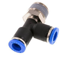 8mm x R3/8'' rechte hoek T-stuk Messing/PA 66 Insteekfitting Buitendraad Draaibaar NBR [2 Stuks]