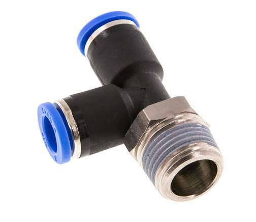8mm x R3/8'' rechte hoek T-stuk Messing/PA 66 Insteekfitting Buitendraad Draaibaar NBR [2 Stuks]