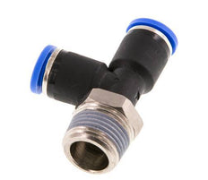 8mm x R3/8'' rechte hoek T-stuk Messing/PA 66 Insteekfitting Buitendraad Draaibaar NBR [2 Stuks]