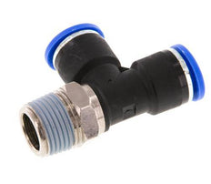 10mm x R3/8'' rechte hoek T-stuk Messing/PA 66 Insteekfitting Buitendraad Draaibaar NBR