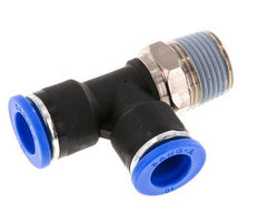 10mm x R3/8'' rechte hoek T-stuk Messing/PA 66 Insteekfitting Buitendraad Draaibaar NBR