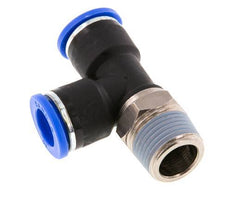 10mm x R3/8'' rechte hoek T-stuk Messing/PA 66 Insteekfitting Buitendraad Draaibaar NBR