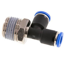 8mm x R1/2'' rechte hoek T-stuk Messing/PA 66 Insteekfitting Buitendraad Draaibaar NBR