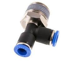 8mm x R1/2'' rechte hoek T-stuk Messing/PA 66 Insteekfitting Buitendraad Draaibaar NBR