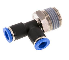 8mm x R1/2'' rechte hoek T-stuk Messing/PA 66 Insteekfitting Buitendraad Draaibaar NBR