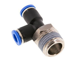 8mm x R1/2'' rechte hoek T-stuk Messing/PA 66 Insteekfitting Buitendraad Draaibaar NBR