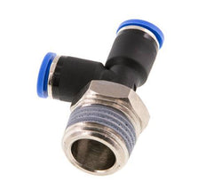 8mm x R1/2'' rechte hoek T-stuk Messing/PA 66 Insteekfitting Buitendraad Draaibaar NBR