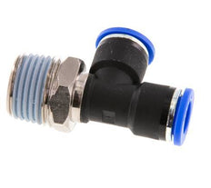 10mm x R1/2'' rechte hoek T-stuk Messing/PA 66 Insteekfitting Buitendraad Draaibaar NBR