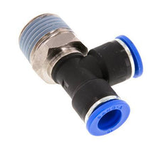 10mm x R1/2'' rechte hoek T-stuk Messing/PA 66 Insteekfitting Buitendraad Draaibaar NBR