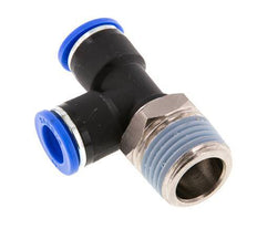 10mm x R1/2'' rechte hoek T-stuk Messing/PA 66 Insteekfitting Buitendraad Draaibaar NBR