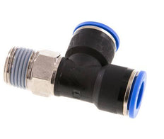 14mm x R1/2'' rechte hoek T-stuk Messing/PA 66 Insteekfitting Buitendraad Draaibaar NBR