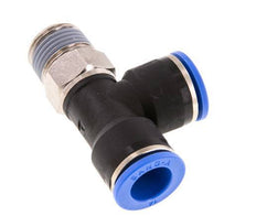 14mm x R1/2'' rechte hoek T-stuk Messing/PA 66 Insteekfitting Buitendraad Draaibaar NBR