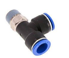 16mm x R1/2'' rechte hoek T-stuk Messing/PA 66 Insteekfitting Buitendraad Draaibaar NBR