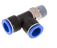 16mm x R1/2'' rechte hoek T-stuk Messing/PA 66 Insteekfitting Buitendraad Draaibaar NBR