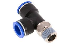 16mm x R1/2'' rechte hoek T-stuk Messing/PA 66 Insteekfitting Buitendraad Draaibaar NBR