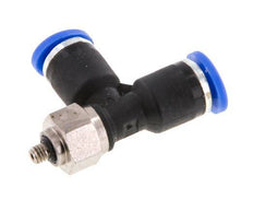 3mm x M 3 Right Angle Tee Push-in Fitting with Male Threads Steel/PA 66 NBR Rotatable [2 Pieces]