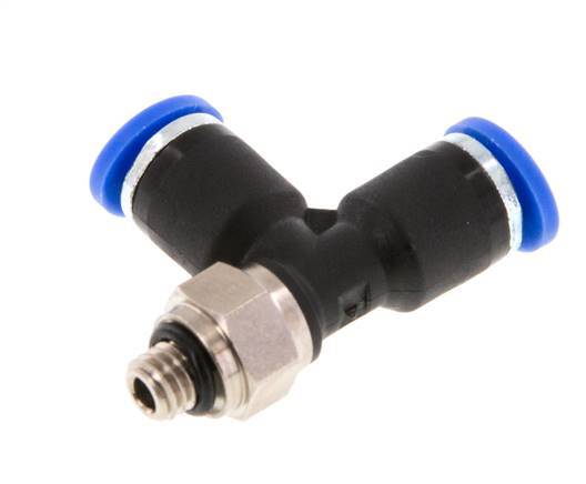 4mm x M 5 Right Angle Tee Push-in Fitting with Male Threads Brass/PA 66 NBR Rotatable [2 Pieces]