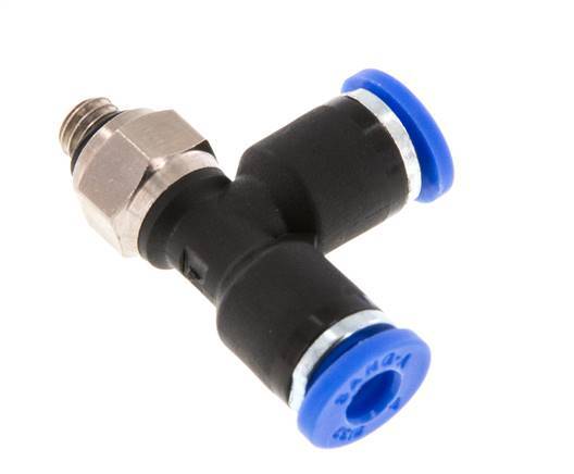 4mm x M 5 Right Angle Tee Push-in Fitting with Male Threads Brass/PA 66 NBR Rotatable [2 Pieces]