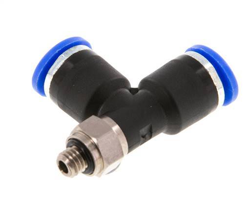 6mm x M 5 Right Angle Tee Push-in Fitting with Male Threads Brass/PA 66 NBR Rotatable [2 Pieces]