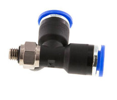 6mm x M 5 rechte hoek T-stuk Messing/PA 66 Insteekfitting Buitendraad Draaibaar NBR [2 Stuks]