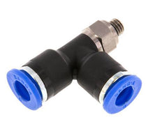 6mm x M 5 rechte hoek T-stuk Messing/PA 66 Insteekfitting Buitendraad Draaibaar NBR [2 Stuks]