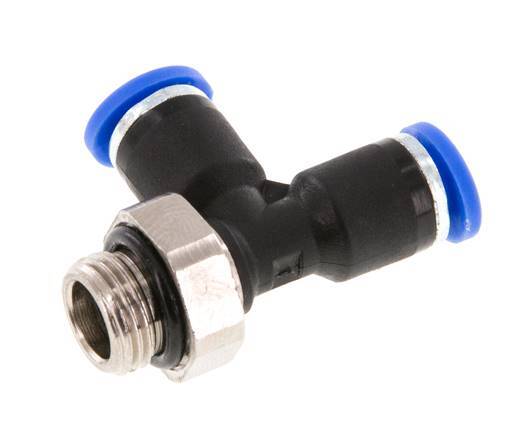 4mm x G1/8'' rechte hoek T-stuk Messing/PA 66 Insteekfitting Buitendraad Draaibaar NBR [2 Stuks]