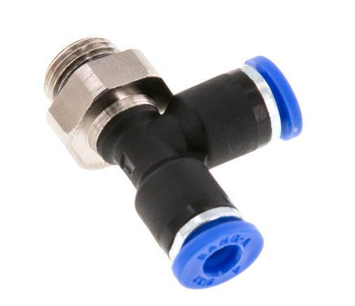 4mm x G1/8'' rechte hoek T-stuk Messing/PA 66 Insteekfitting Buitendraad Draaibaar NBR [2 Stuks]