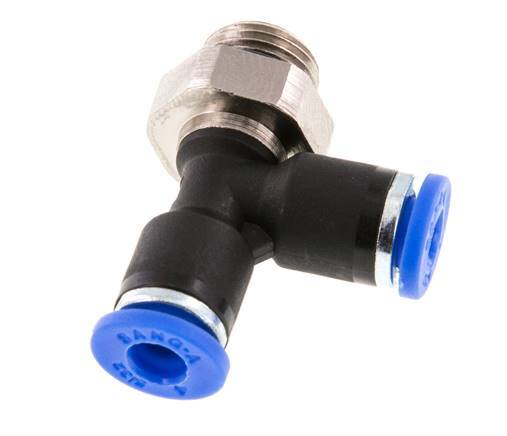 4mm x G1/8'' Right Angle Tee Push-in Fitting with Male Threads Brass/PA 66 NBR Rotatable [2 Pieces]